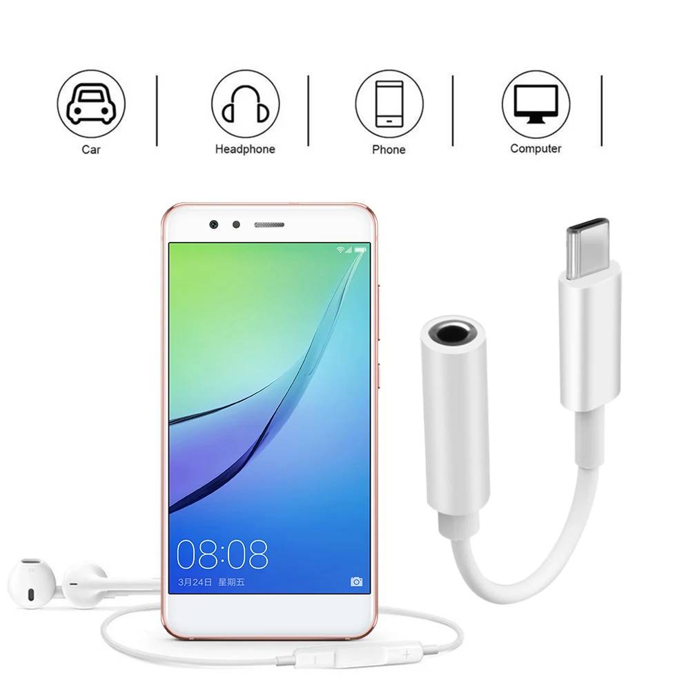 Адаптер для наушников Kebidu с USB Type-C папа на гнездо 3 5 мм C аудиокабель Aux Huawei P20 P30 Pro