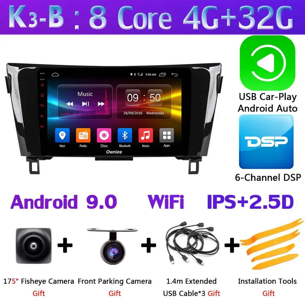 K3-B-CarPlay 10," 360°Panoramic Android автомобильный gps радио для Nissan Qashqai X-Trail X 2013 CarPlay DSP 4 аппарат не привязан к оператору сотовой связи - Цвет: K3-B-CarPlay