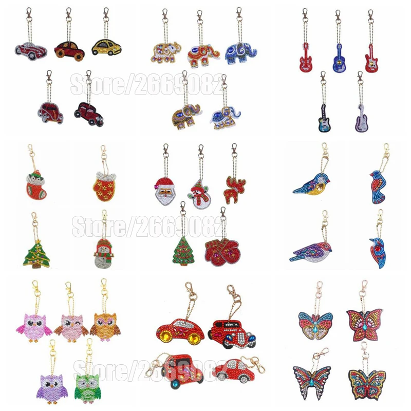 1 6 шт DIY Полный Алмазный брелок в форме алмазной живописи сердца животных