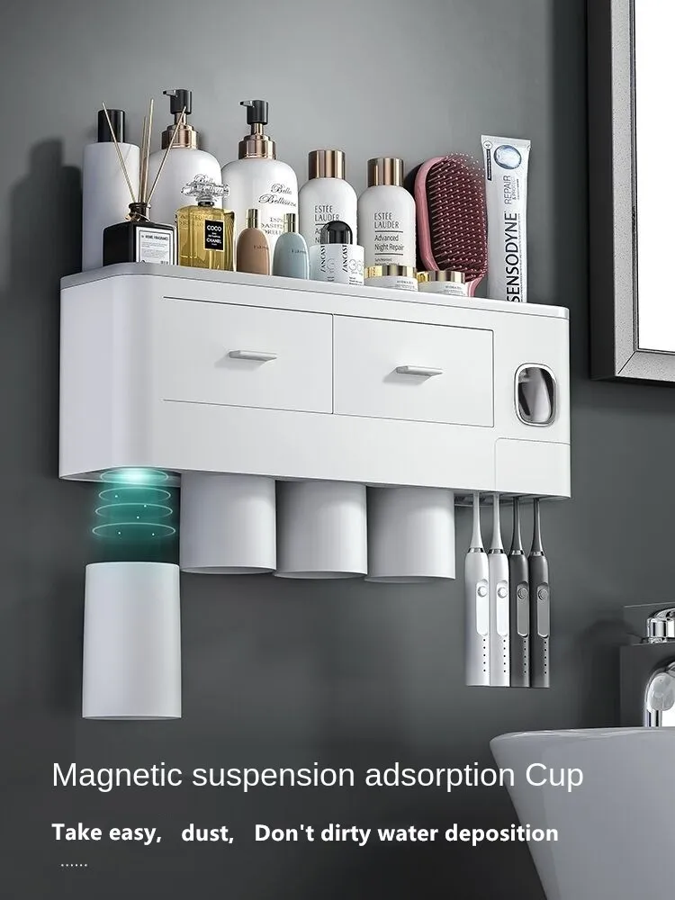 automatic toothpaste dispenser wall mount dust proof toothbrush holder wall mount storage rack bathroom accessories set squeezer free global shipping