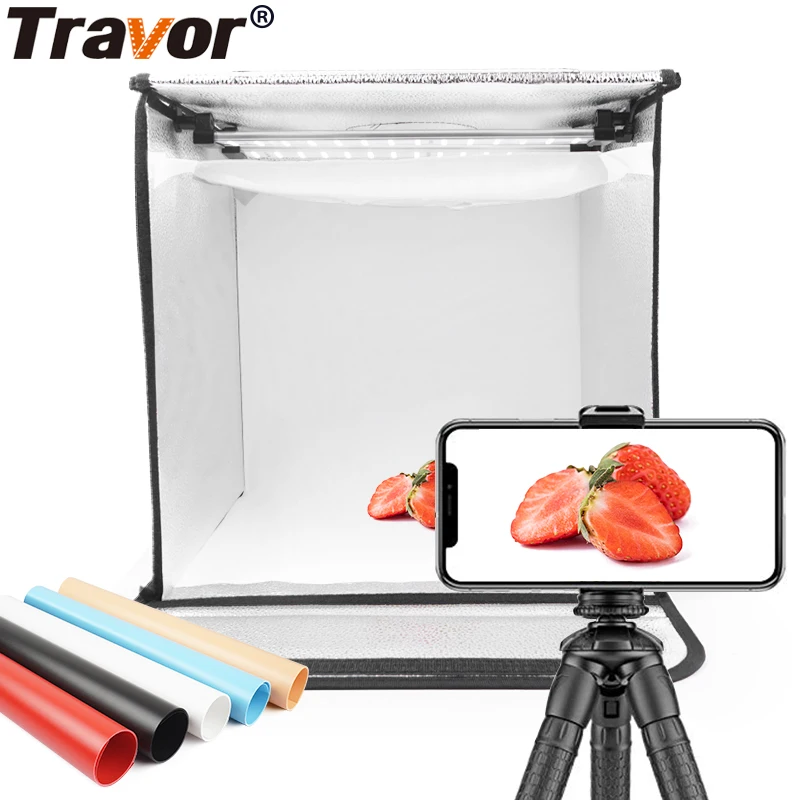 

Travor 40*40cm 5 color background Folding Photo Box LED Light Tent Softbox tabletop Shooting foldable Tent photobox with dimmer