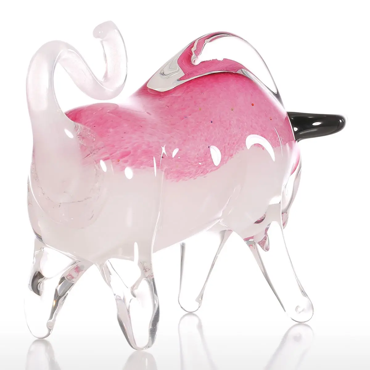 Новый розовый подарок для крупного рогатого скота стеклянный орнамент фигурка