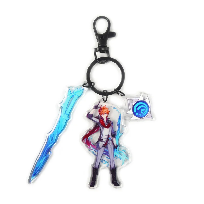 

Anime Genshin Impact Keychain Machine Amber Barbatos Figure Plastic Keyring Role Play Gift Children Favorite Bag Car Key Pendant