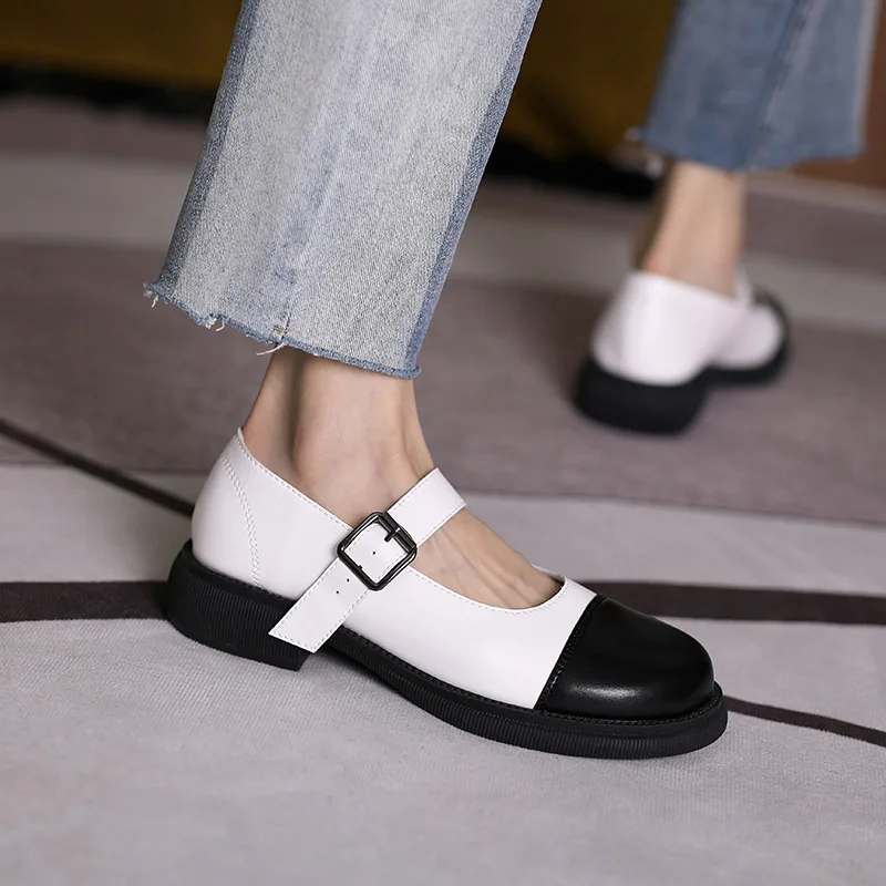 2021 New Women's Retro Buckle Thick-soled Women's Shoes Student Lolita Shoes Patent Leather Mary Jane Shoes Mary Jane Shoes