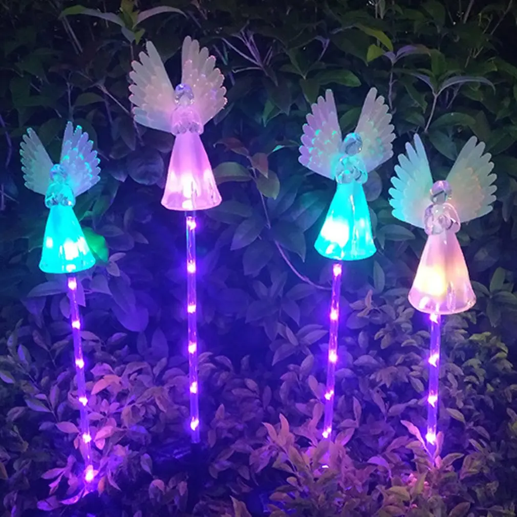 

Hot High Quality 1pc Led Solar Angel Light Color-changing Waterproof Light Suitable For Garden Lawn Memorial Day Decorations