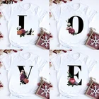 Изготовленный на заказ со словом рисунком именем буквами комбинации для женщин Высокое качество печатных Harajuku футболка с изображением якоря с цветочным принтом Футболка с коротким рукавом и буквенным принтом, топ, одежда, футболка