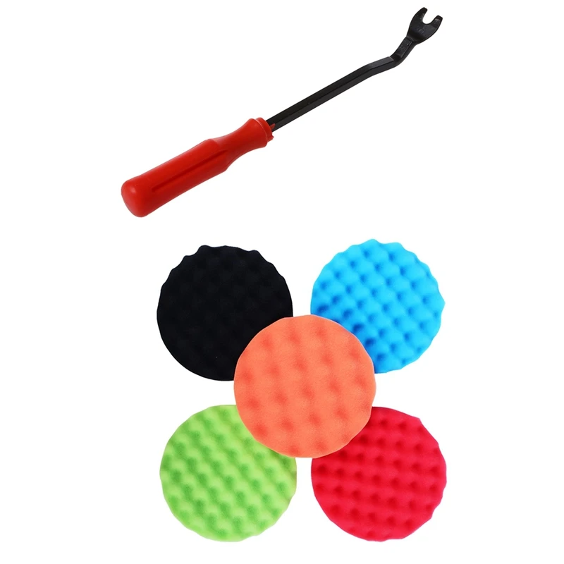 

1 клипса для отделки двери фургона, снятие стеклянной обивки и 5 шт. губки 7 дюймов 180 мм, полировальные восковые поролоновые полировальные на...