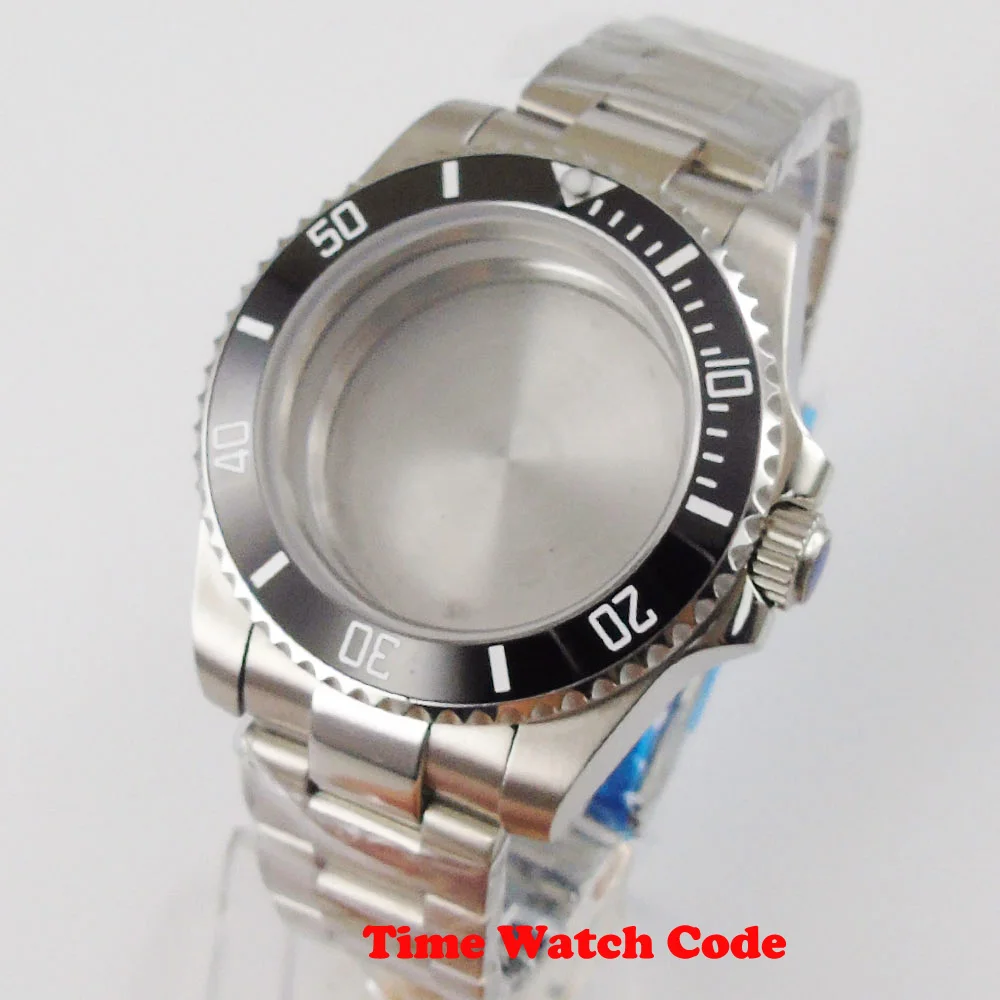 40mm Men's Wristwatch Case parts fit for NH35 NH36 movement with oyster bracelet sapphire glass black ceramic bezel insert | Наручные