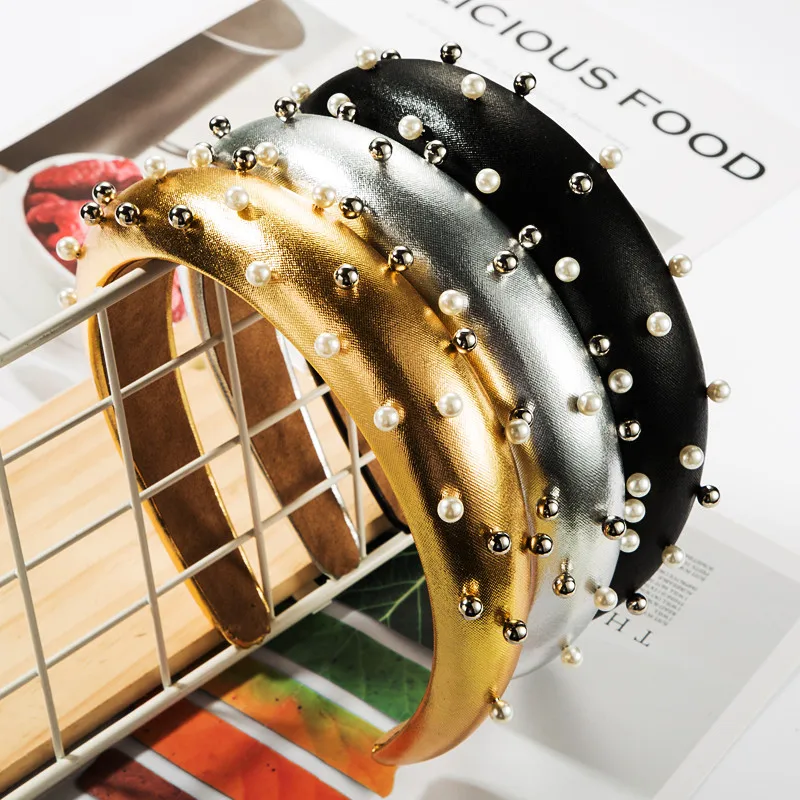 Паули Manfi кожи с металлическим декором Для женщин в стиле панк ретро повязка на