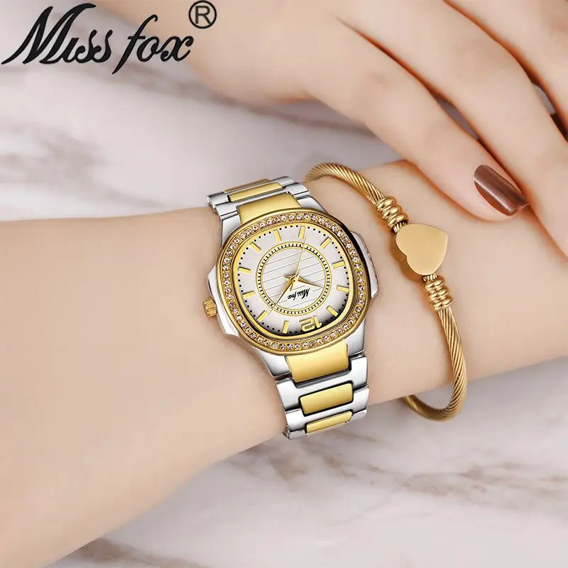 

2021 New Fashion Leisure Women's Watch Quartz Watch Diamond Inlaid Stainless Steel Travel Time