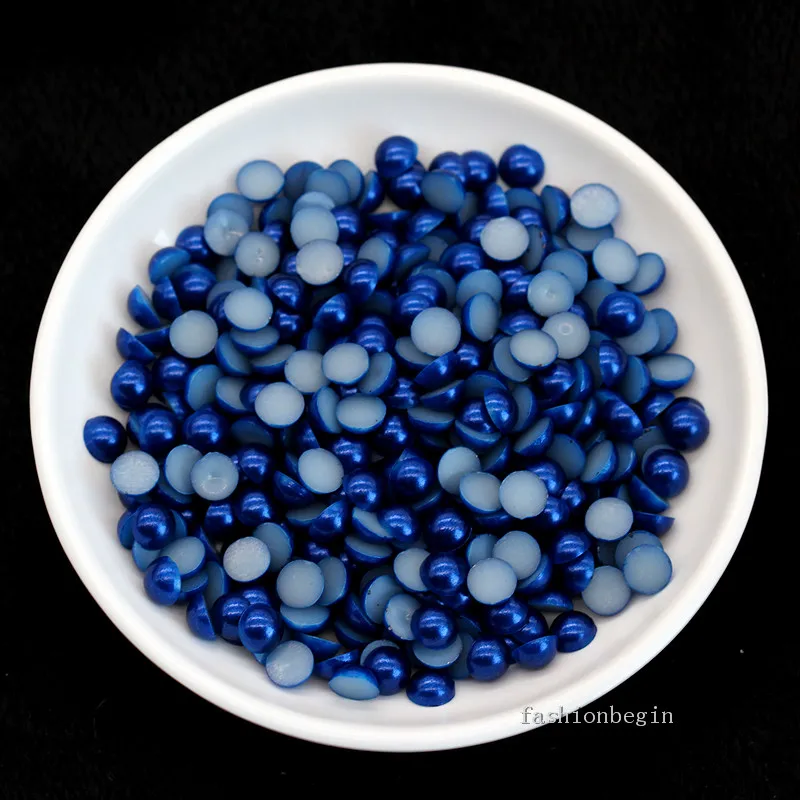 sapphire 3-10 мм Разноцветные полукруглые жемчужины с плоской задней стороной, имитация жемчуга, полимерные бусины для скрапбукинга, украшения для ногтей, головные уборы, изготовление ювелирных изделий - Цвет: sapphire