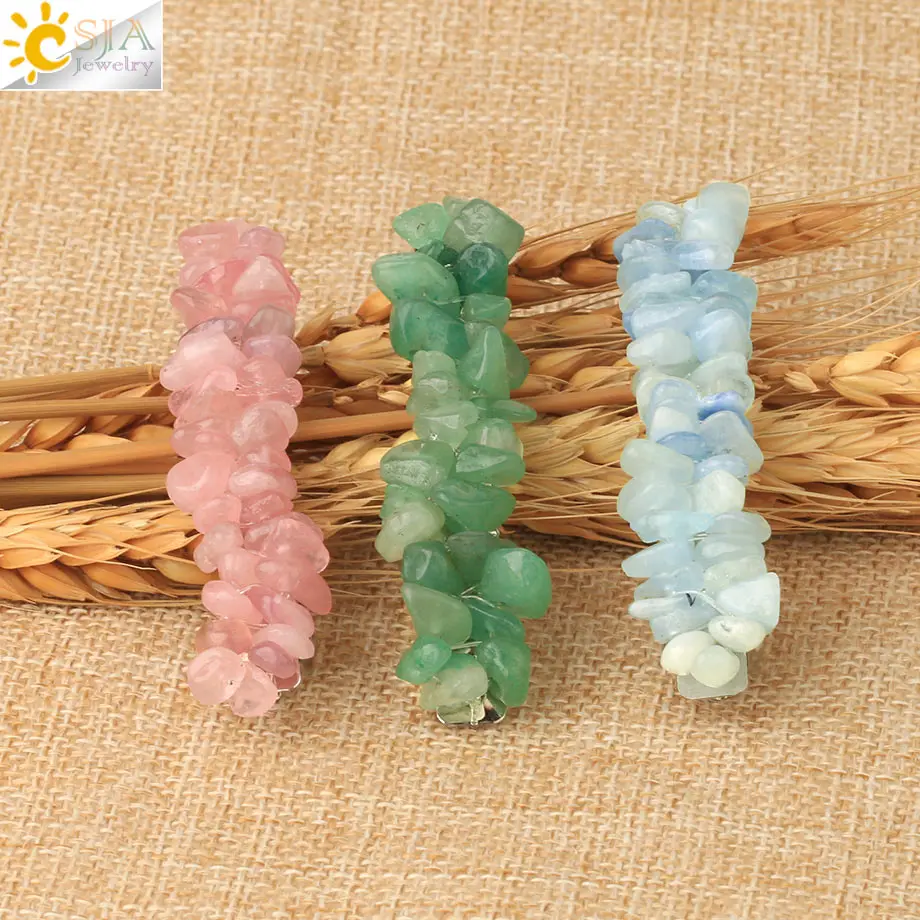 Заколка для волос CSJA с натуральным кристаллом женщин и девочек необычная заколка