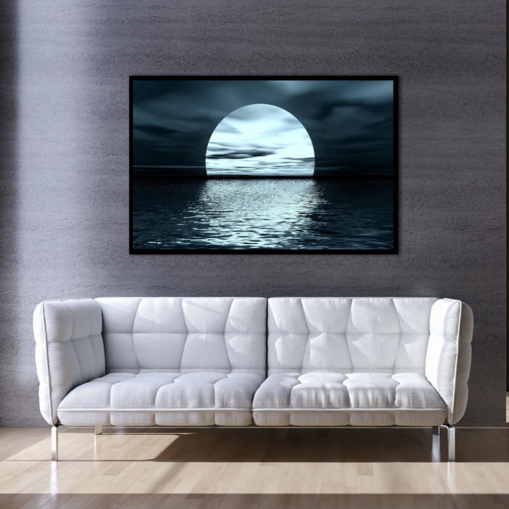 

Moon Phases Canvas Painting Landscape Nordic Black White Poster Print Wall Art Picture For Living Room Home Office Decor