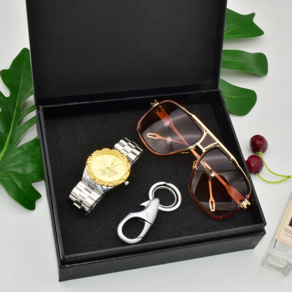 Мужские солнцезащитные очки и брелок в подарочной коробке из нержавеющей стали |
