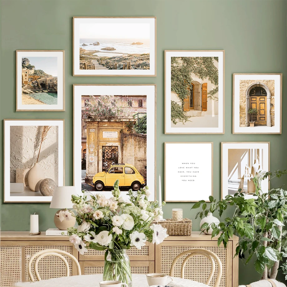 

Monstera Leaf Shape Door Street Car Quote Wall Art Canvas Nordic Posters And Prints Wall Pictures For Living Room Decor Painting