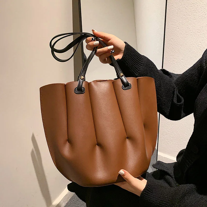

Fashion PU Leather Shoulder Bag Lady Designer Soild Color Handbags High-capacity Brand Shopping Bag Autumn Winter New Tote Bags