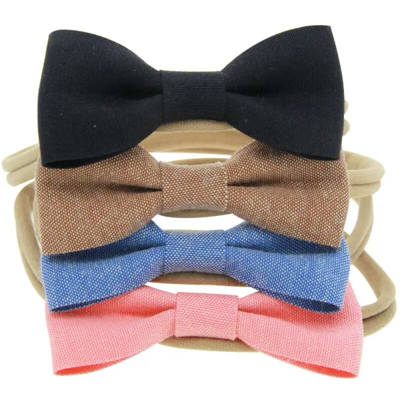 4 шт./компл. Одежда для маленьких девочек однотонная лента волос банты повязки на