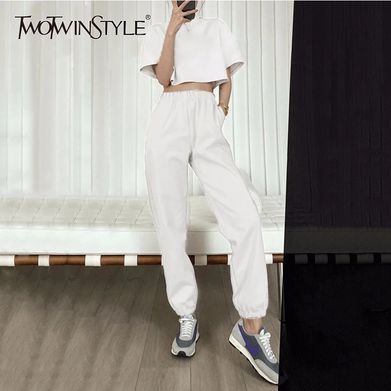 Женский Повседневный костюм TWOTWINSTYLE летний из двух предметов топ с круглым