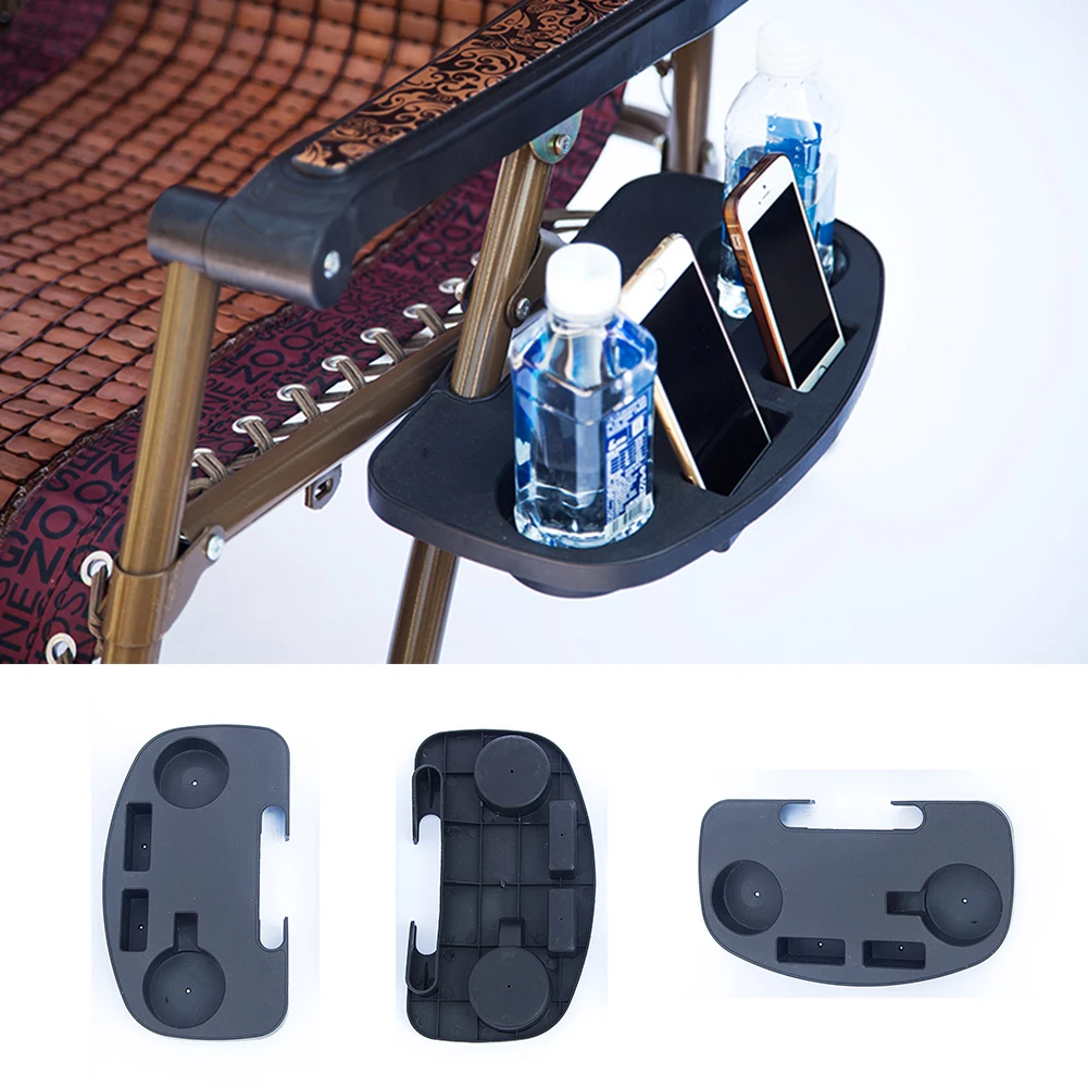 

Accessories Portable Camping Black Plastic Clip Outdoor Recliner Drinks Holder Lounge Folding Chair Tray Cup Travel Tools