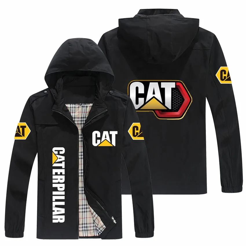 

New 2021 Men's CAT print hoodie Jacket Fashion outdoor trench jacket baseball jacket men's zipper hoodie jacket