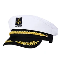 adult yacht boat ship sailor captain costume hat cap navy marine admiral embroidered captain hat white
