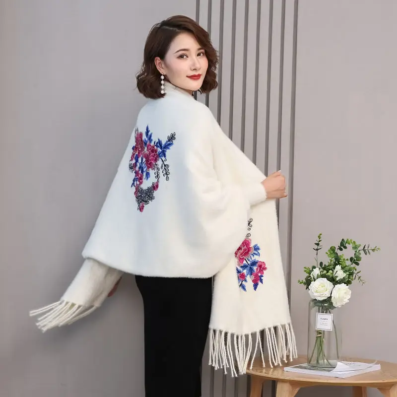 Искусственный норковый мех Cheongsam накидка шаль пальто женский Осень и зима новый