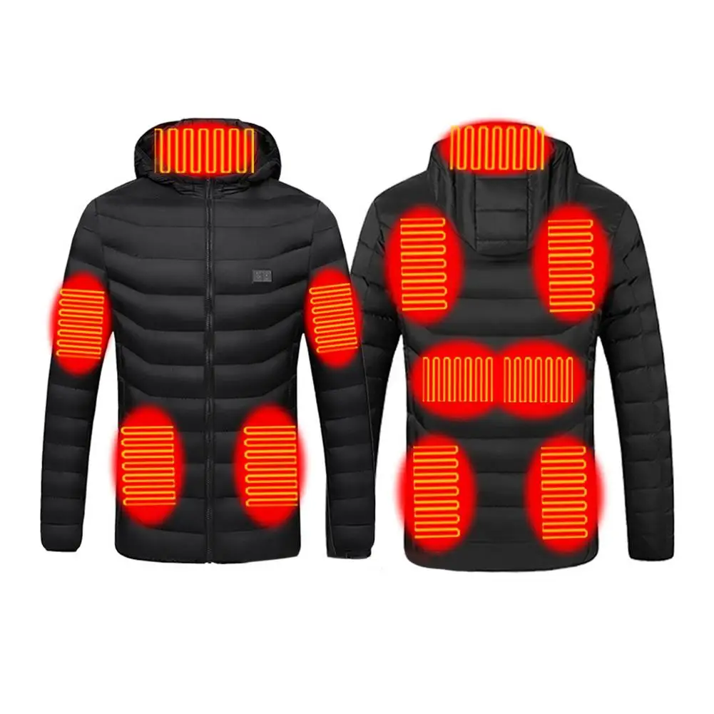 

Electric Heated Vest Jackets Three-Speed Control USB Electric Heating Hooded Cotton Coat Camping Winter Thermal Warmer Jacket
