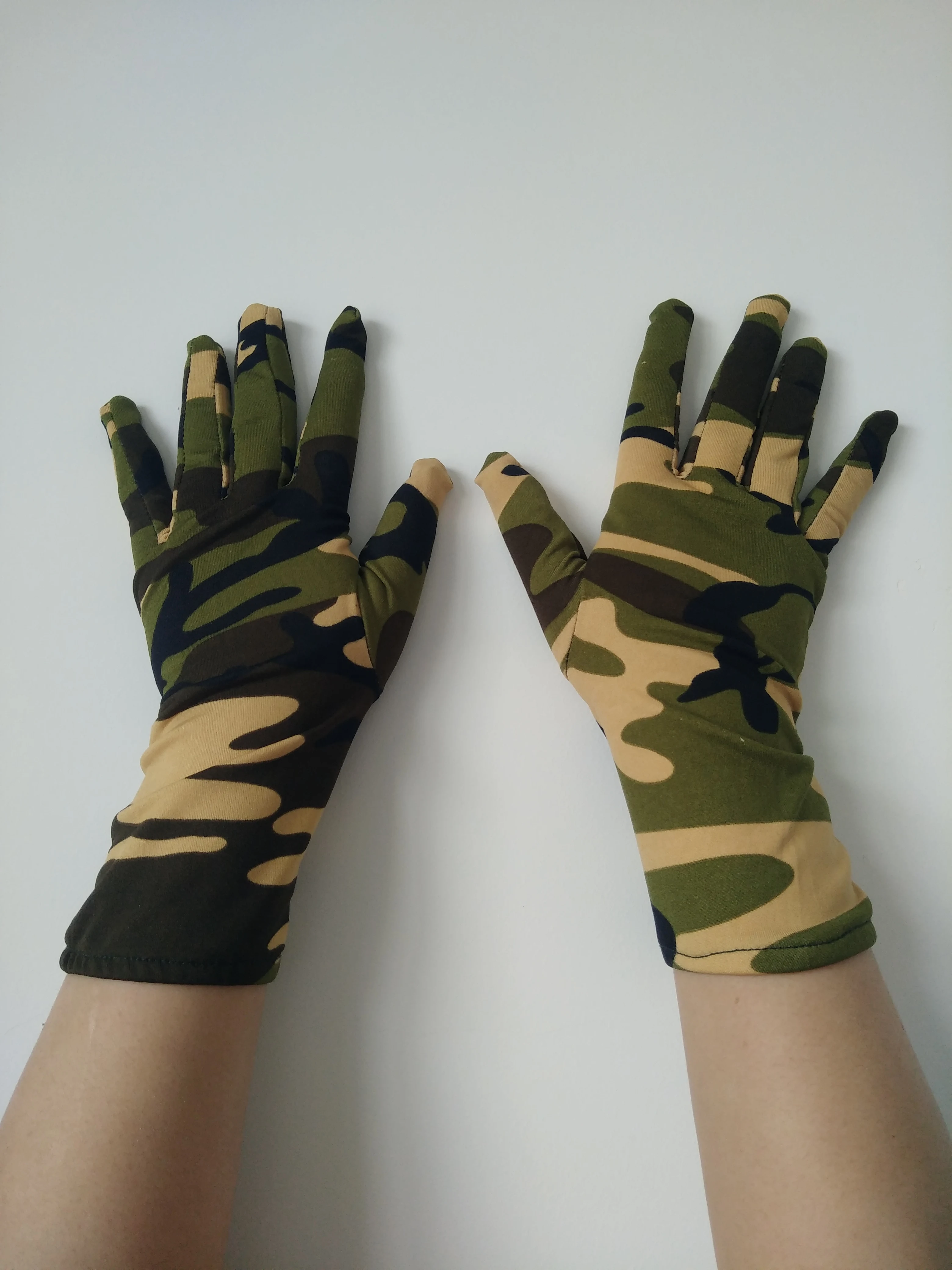 

camo green color Adult women men Spandex short Gloves High Elastic Gloves Driving Hand guards Dance Glove