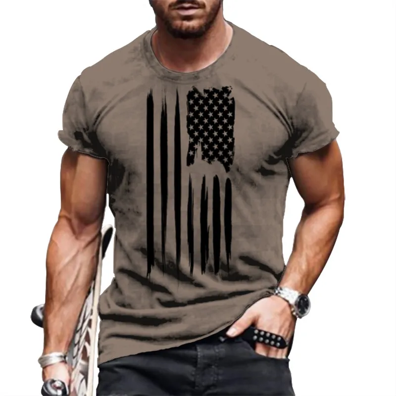 

Men's summer new round neck short-sleeved loose shirt street personality 3D printing casual key body sports T-shirt