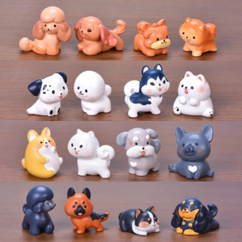 ZOCDOU1 Piece Cute Corgi Bichon Satsuma Pomeranian Pet Dog Small Statue Little Figurine Resin Crafts Figure Ornament Miniatures