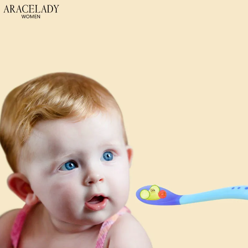 

2pcs/set Newborn Baby Silicon Spoons Baby Safety Temperature Sensing Kids Children Flatware Baby Feeding Spoons Drop Shipping