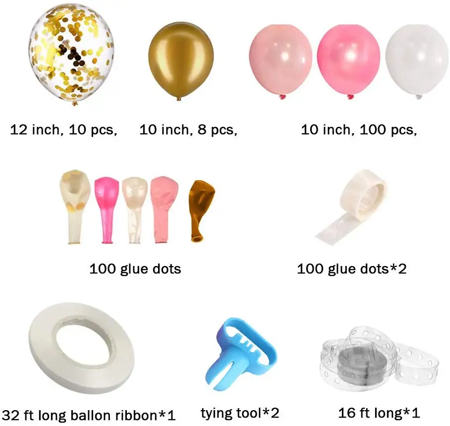 Шар гирлянда арочный комплект 118 шт. розовый розовое золото конфетти вечерние