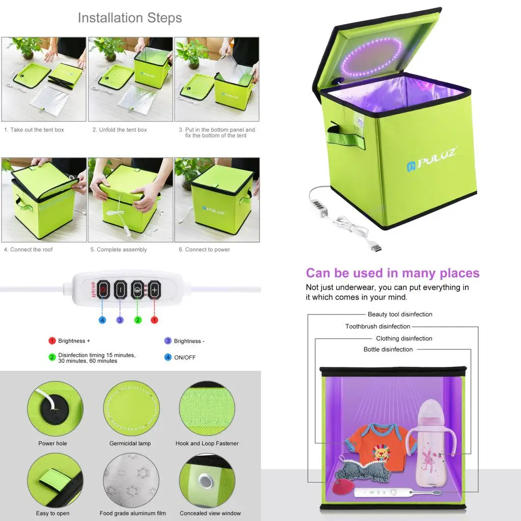 

Portable Box Disinfection LED Bag USB Charged Sterilize Cleaner for Bottle Toothbrush Beauty Tools Jewelry Underwear