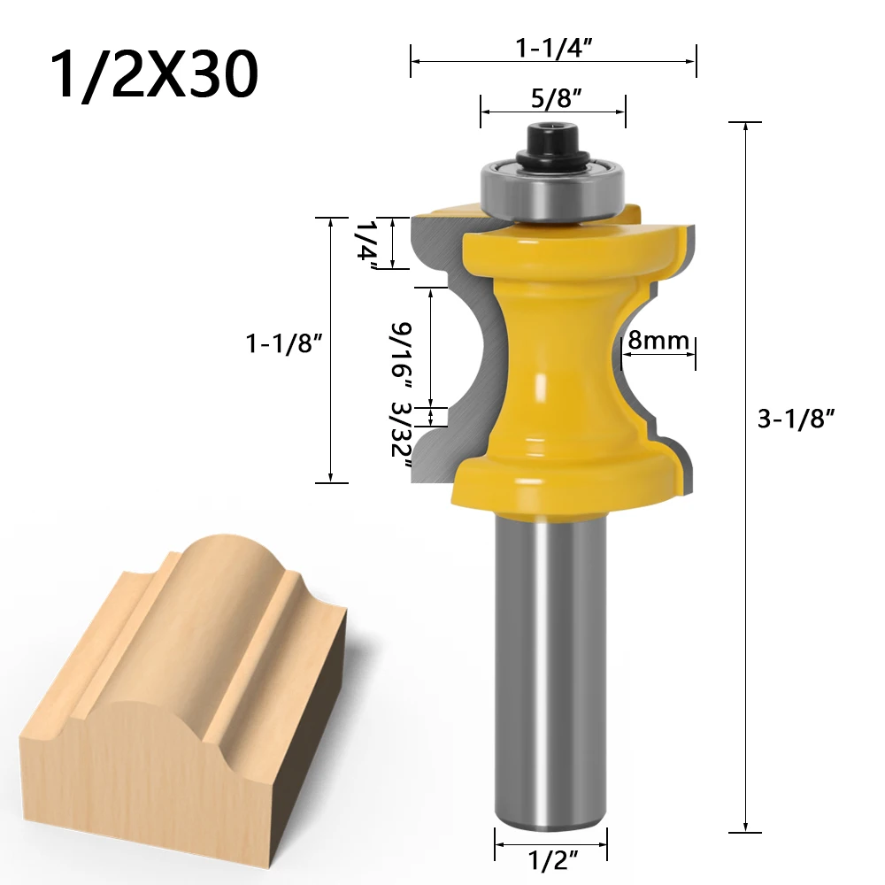 1PC 1/2" 12mm 6mm 8mm Shank Bullnose with Bead Column Router Bit Line knife Woodworking cutter Tenon Cutter for Tool | Инструменты