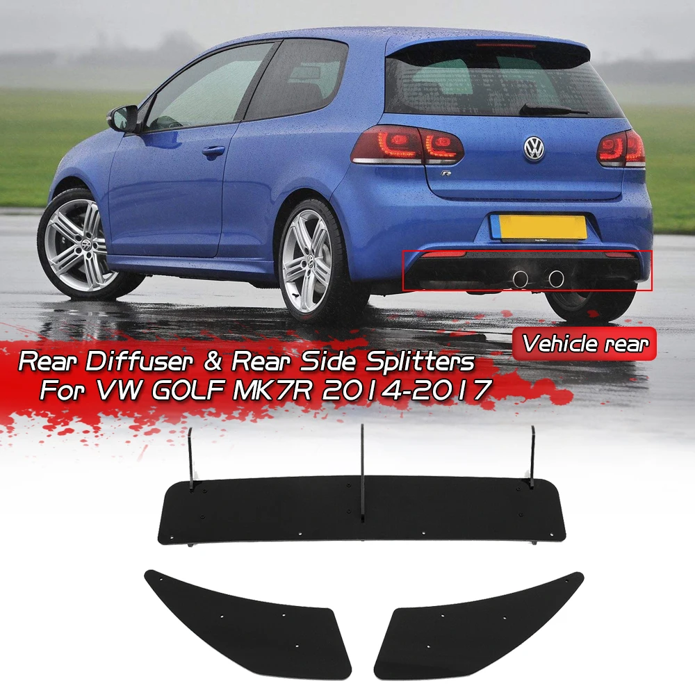 

ABS Car Rear Bumper Lip Diffuser & Rear Side Splitters Protection Spoiler For Volkswagen VW GOLF 7 MK7 R 2014-2017 Car Styling