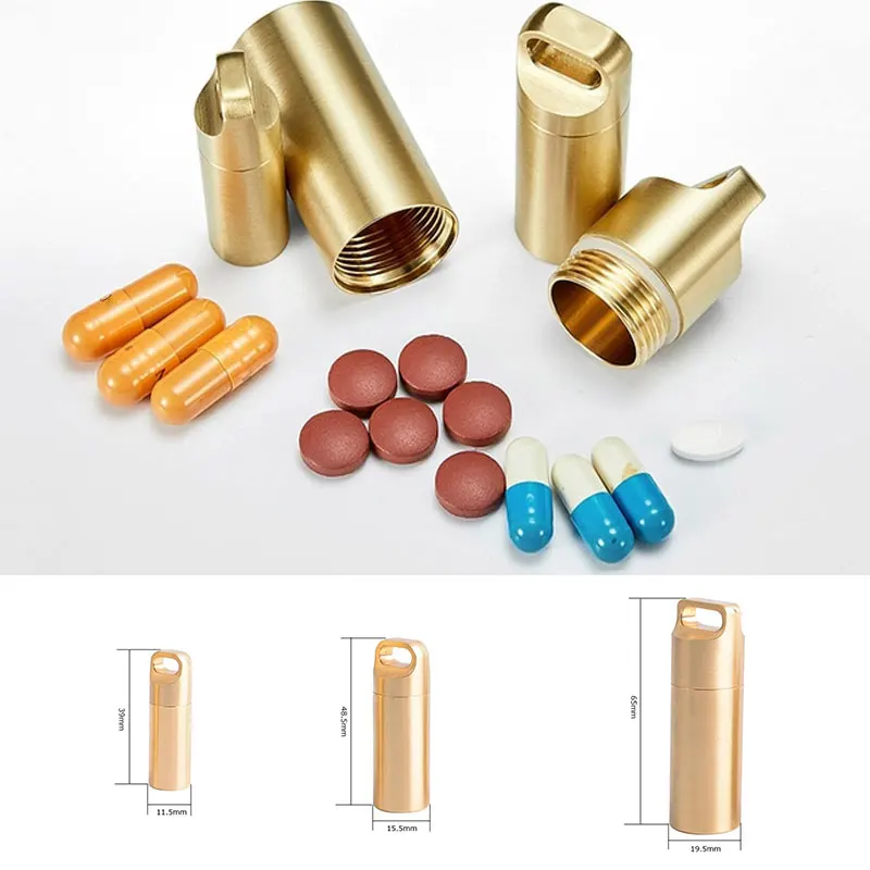 

1pcs outdoor camping brass airtight cabin EDC multifunctional pendant survival waterproof tank medicine warehouse S9C2075