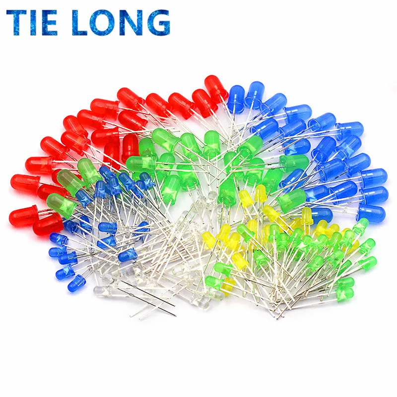 100 шт./лот 3 мм 5 светодиод красный зеленый желтый синий белый F3 F5|Электротовары| |