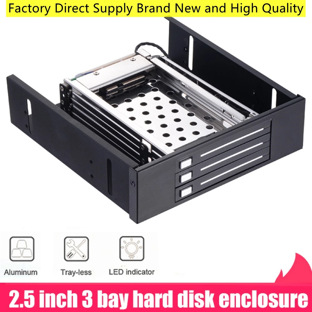 

Brand New 3 X 2.5in SATA Tray-Less Hot Swap Internal SSD HDD Mobile Rack For 5.25in Optcal Drive Caddy
