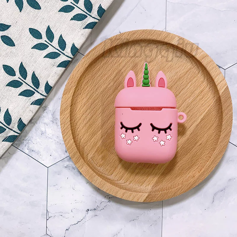Pinkunicorn Kingqiu чехол для наушников, чехол для наушников Apple Airpods, чехол для зарядки, 3D мультяшный цветной милый Дисней, коробка для наушников, чехол для Airpod - Цвет: Pinkunicorn