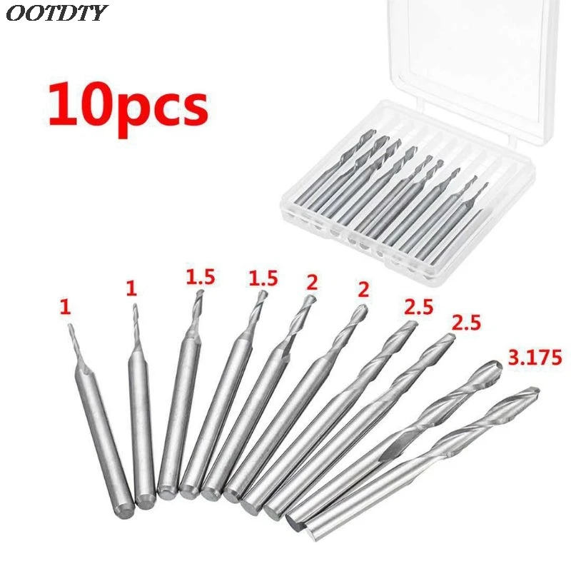 

10 шт. 1/1. 5/2. 0/2. 5/3,175 мм карбида сферическим концом CNC гравировальная фреза для контурной обработки