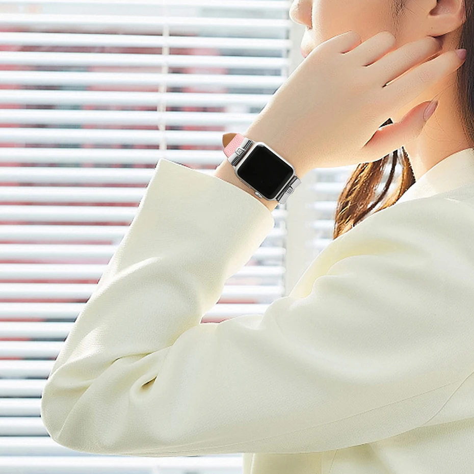Ремешок из коровьей кожи для Apple Watch Band 42 мм 44 сменный Браслет iwatch Series 5 4 3