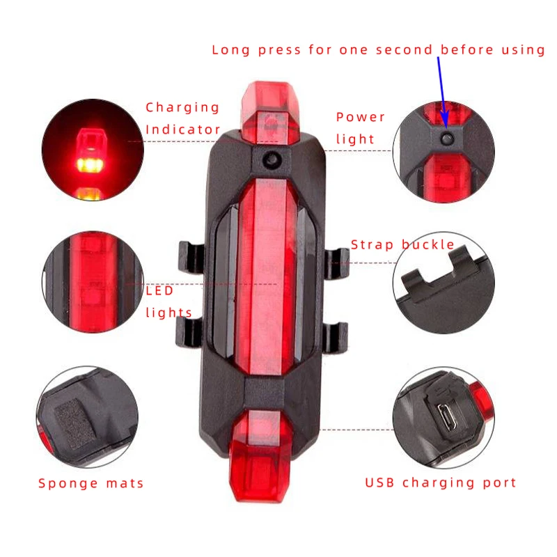 Фсветильник велосипедный для дрона задний фонарь езды портативный с зарядкой от