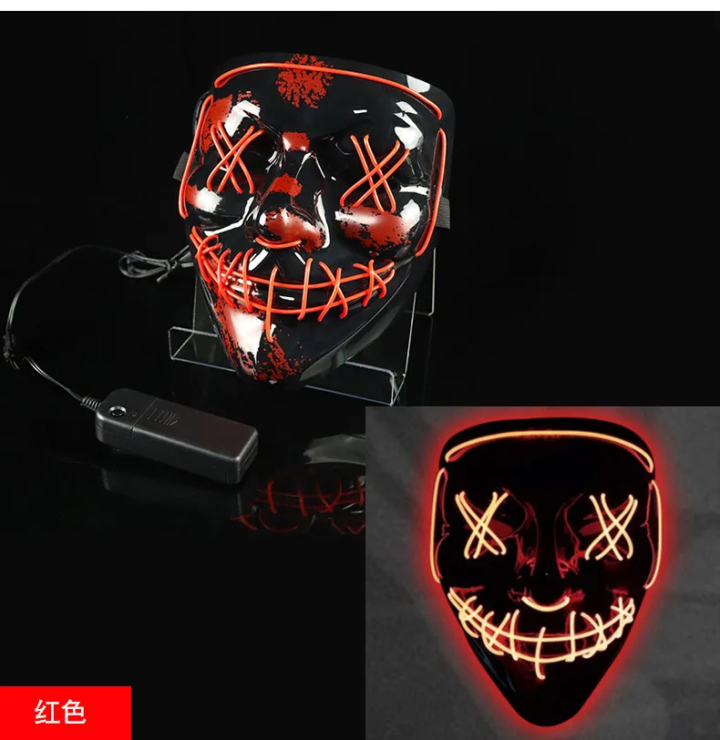 Светящаяся маска светодиодный ная Хэллоуин клоун смешной диско танцы ПВХ