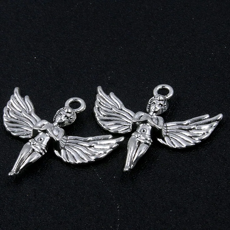 

4PCS 40*45mm Picture Color Charms Angel Wing Boy Pendant Metal Alloy DIY Necklace Bracelet Jewelry Marking