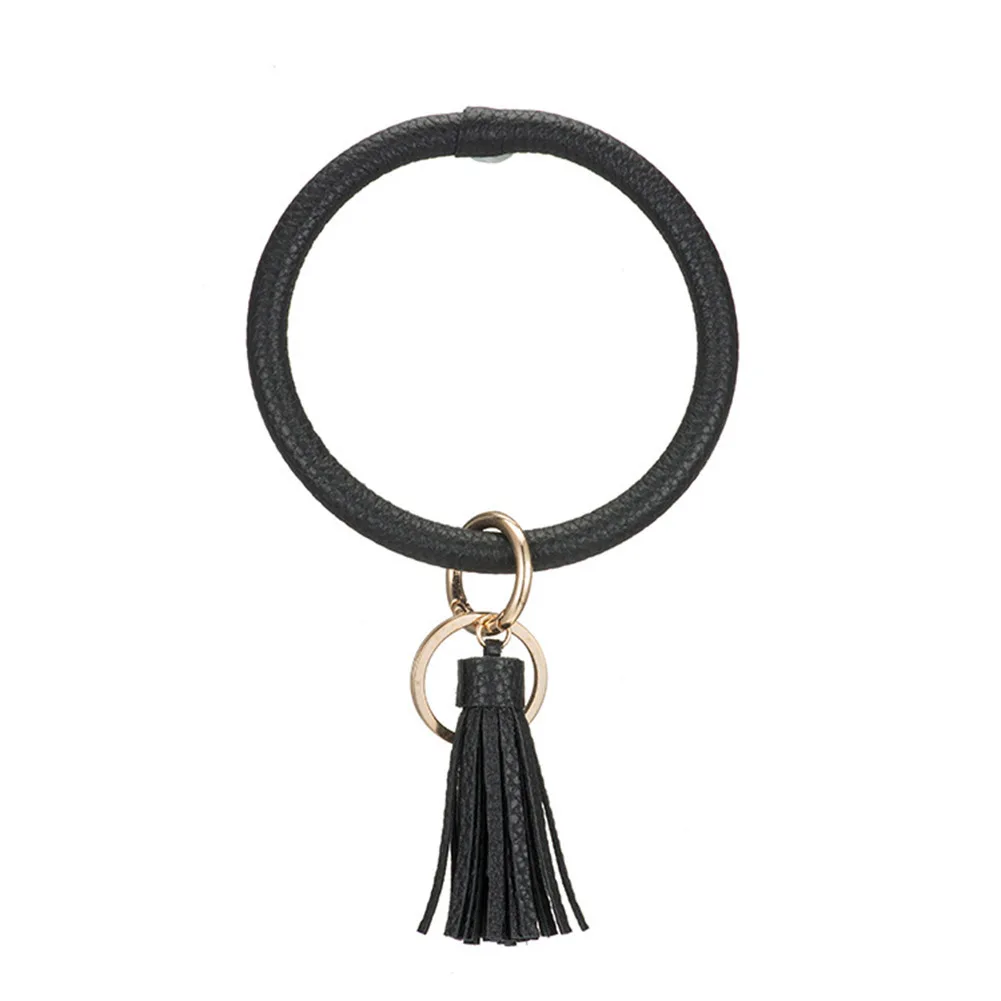 Женский леопардовый однотонный браслет с кисточками на запястье брелок