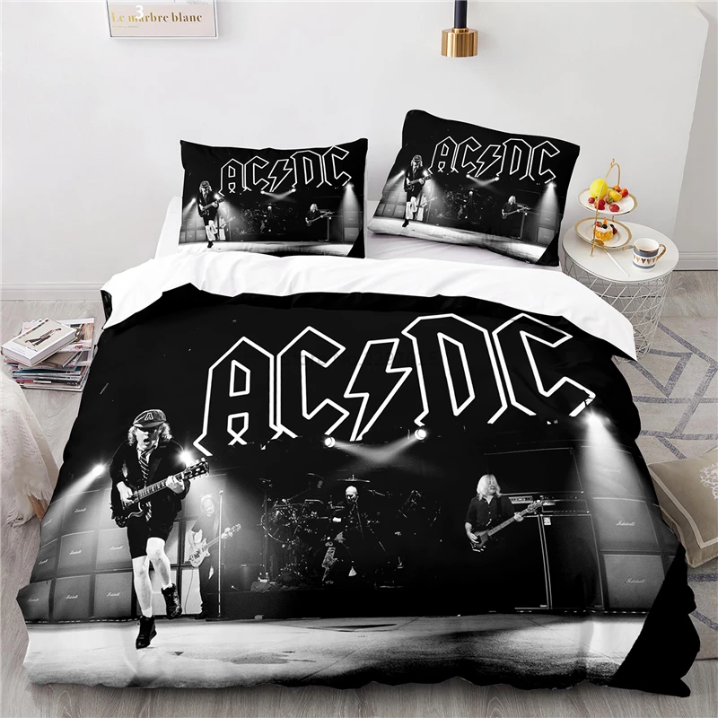 Juego de fundas de edredón para el hogar, ropa de cama con estampado Digital 3d AC DC Rock Band, fundas de almohada, Queen