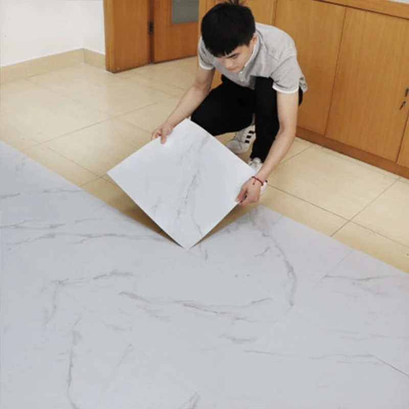

Modern Thick Self Adhesive Tiles Floor Stickers Marble Bathroom Ground Wallpapers PVC Bedroom Furniture Wall Sticker Room Decor