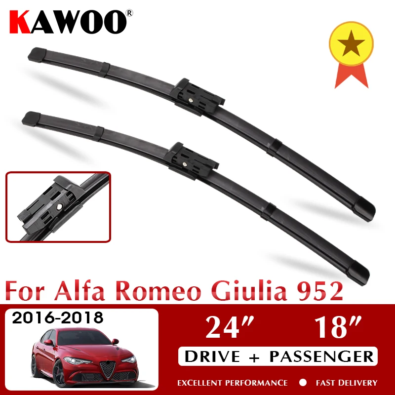 

KAWOO Wiper Car Wiper Blades For Alfa Romeo Giulia 952 October 2016 - Nov. 2018 Windshield Windscreen Window 24"+18" LHD RHD