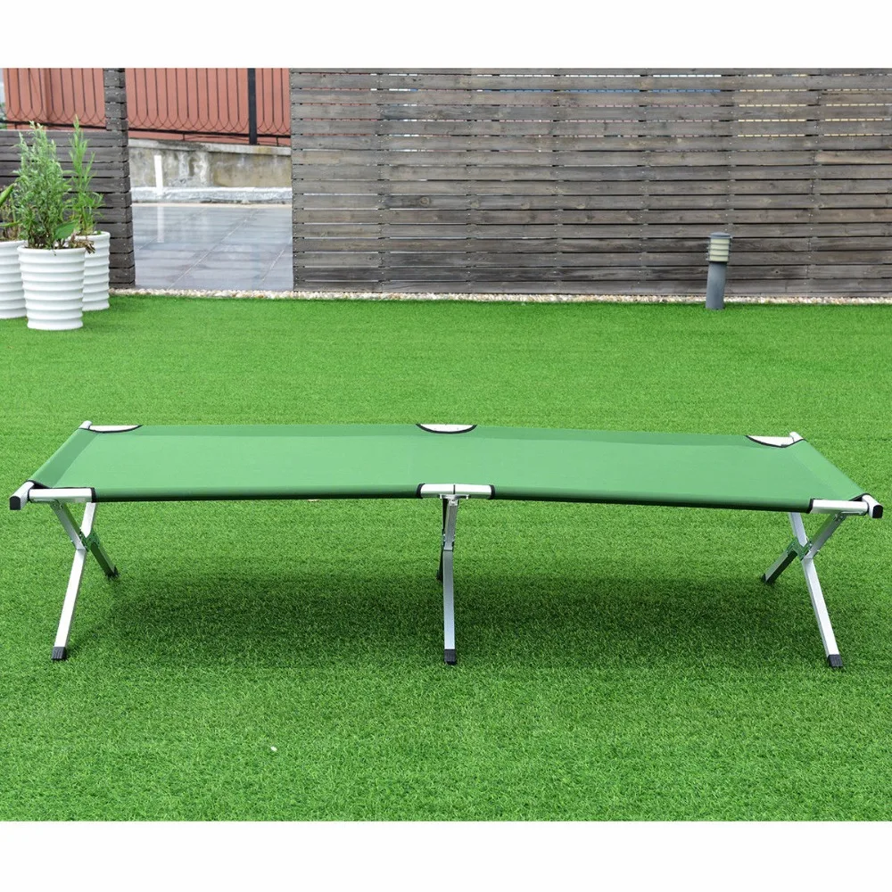 

Aluminum Folding Camping Bed Outdoor Portable Military Cot Hiking Travel With Bag Outdoor Furniture OP3637