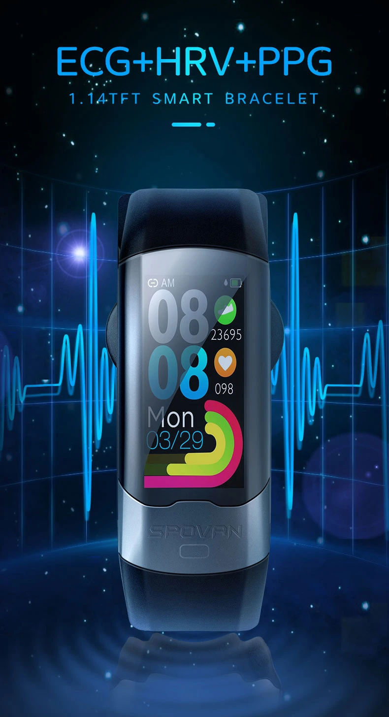 ECG PPG HRV SPOVAN Смарт-часы браслет кровяного давления для мужчин монитор сердечного ритма Спорт Цифровой Фитнес-Браслет Смарт часы для здоровья Смарт-часы фитнес-браслет с пульсометром и пульсометром для мужчин Смар